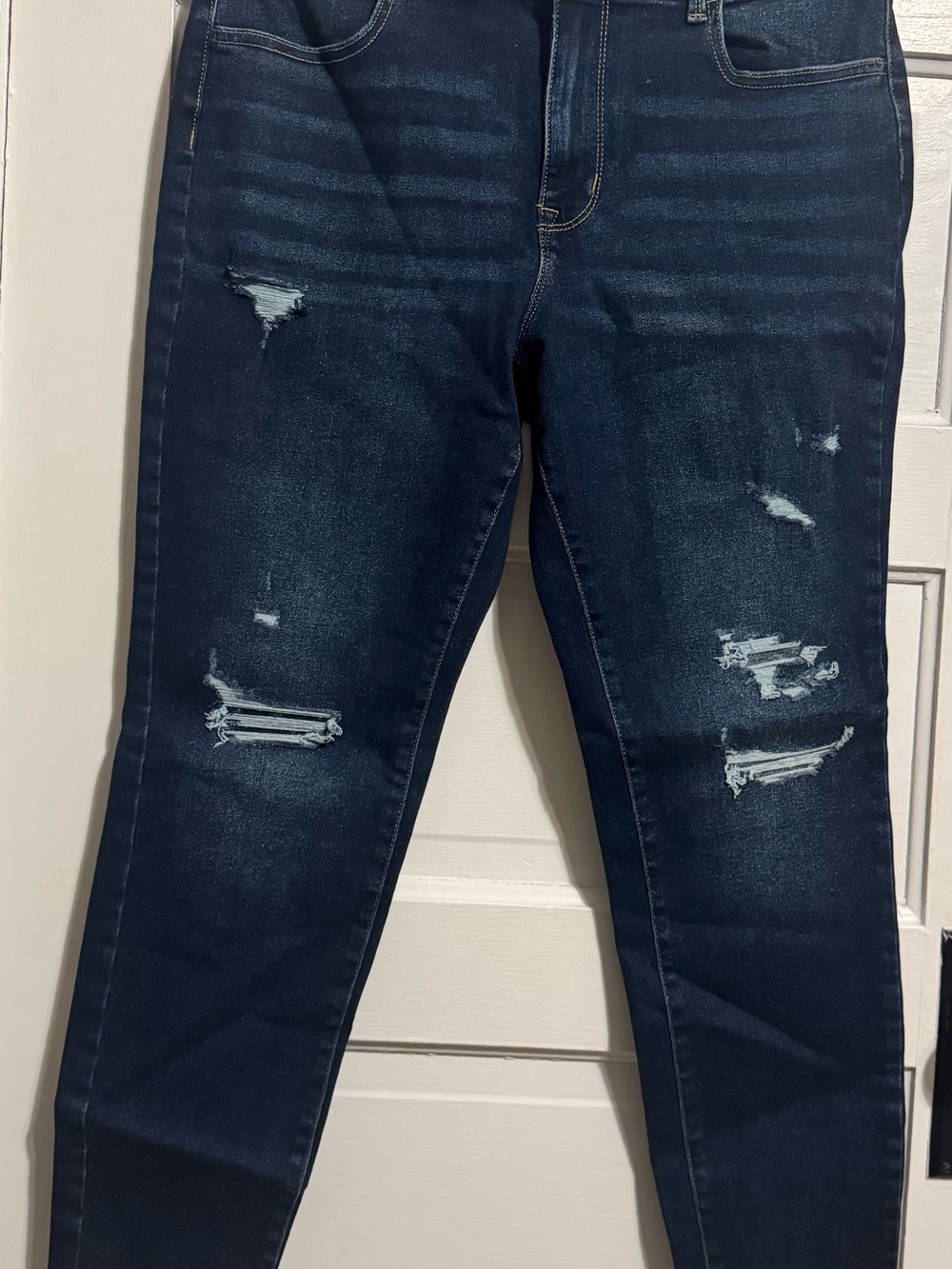 Maurices Dark Blue Distressed Skinny Jeans